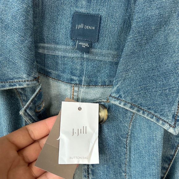 J. Jill plus size 3X lightweight denim jean jacket blue medium wash cotton NEW - Picture 11 of 14